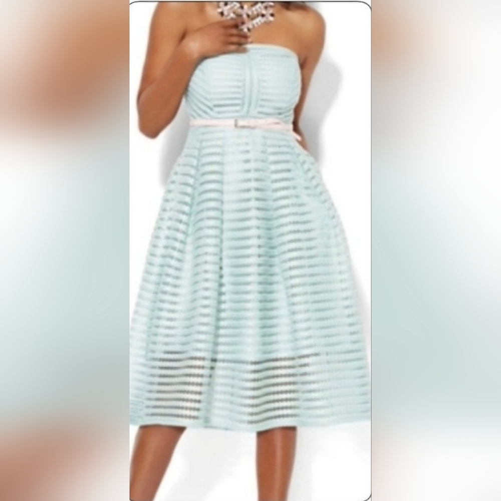 Pastel Strapless Eyelet Dress By NY&Co SIZE 14 Garden Party, Baby Shower, Easter